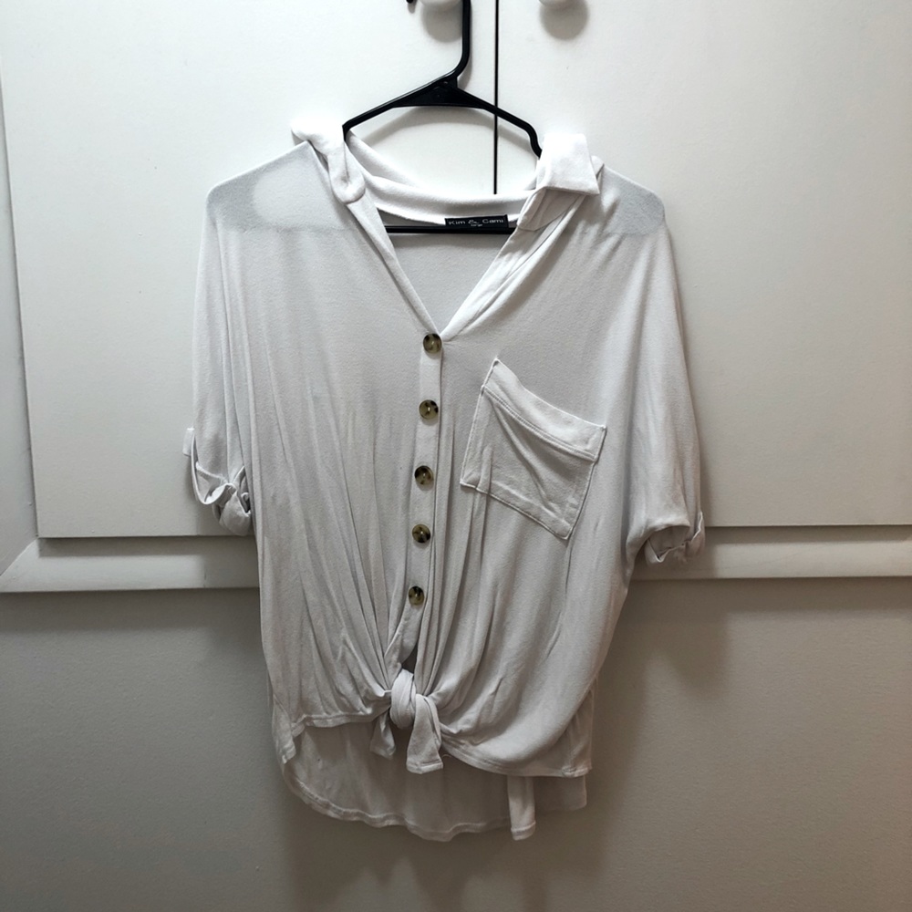 White button down short sleeve shirt